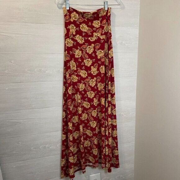 lularoe Women's‎ Floral Foldable High Waist Floor Length Maxi Skirt - Picture 3 of 5
